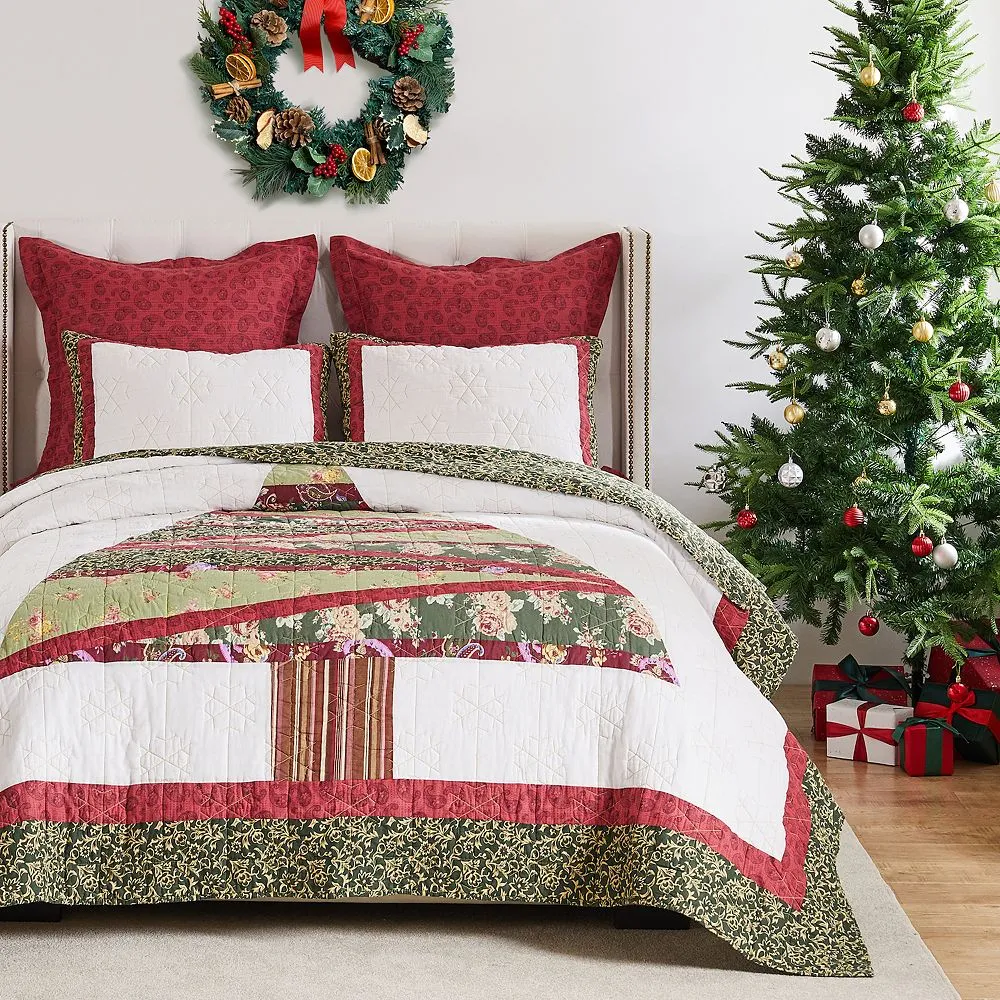 Greenland Home Fashions Christmas Tree Quilt & Sham Set, Holiday, Twin