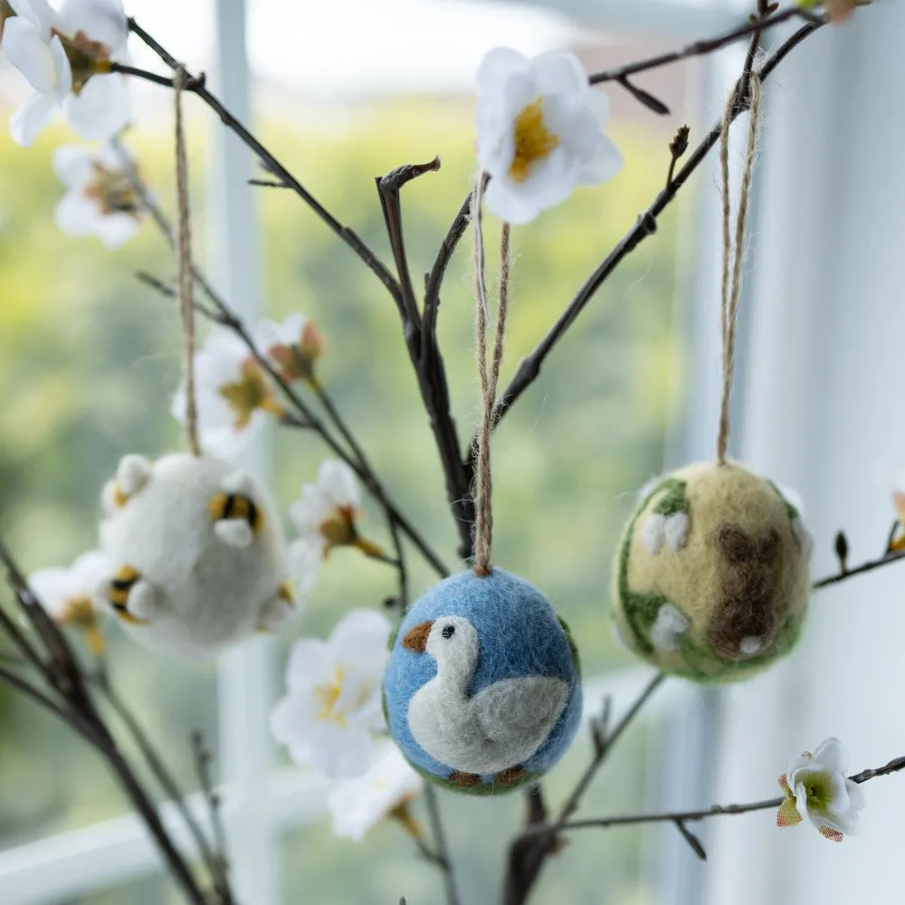 Handcrafted Artisan Easter Egg Ornament Bunny Butt – Yellow | Decor
