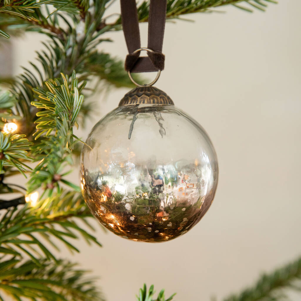 Handmade Clear And Antique Copper Round Bauble By Flourishy
