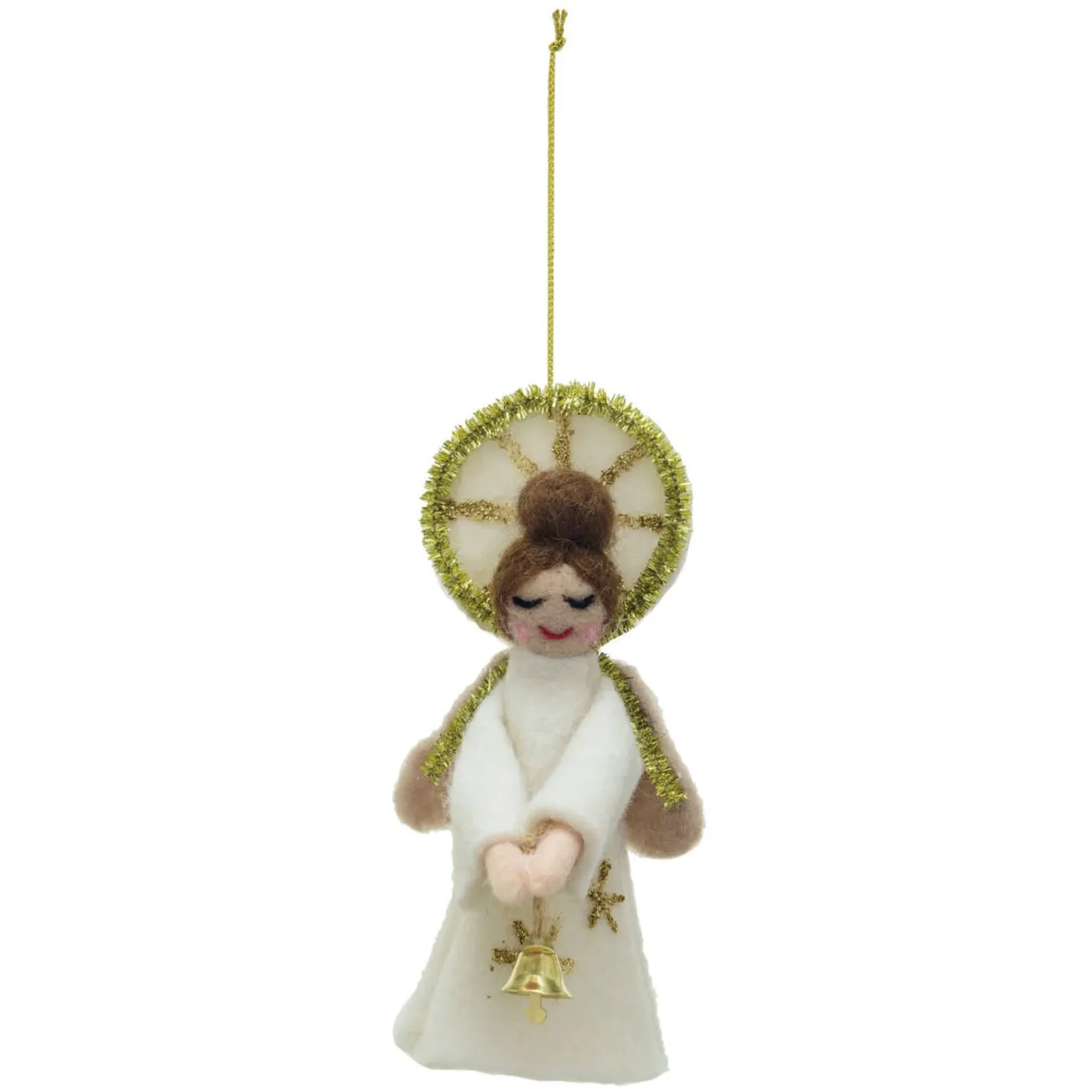 Handmade Wool Felt & Tinsel Angel Ornament, 3 Styles Black