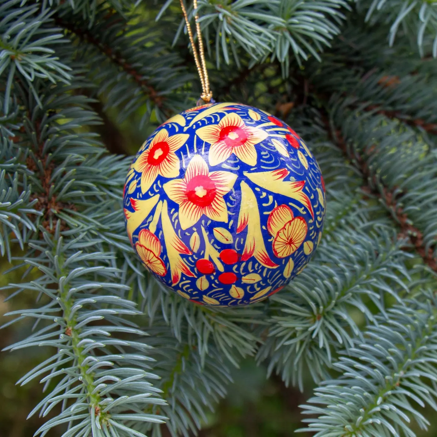 Handpainted Ornament Deep Blue with Red Poppy Flowers, Set of 3 - Global  Crafts Wholesale