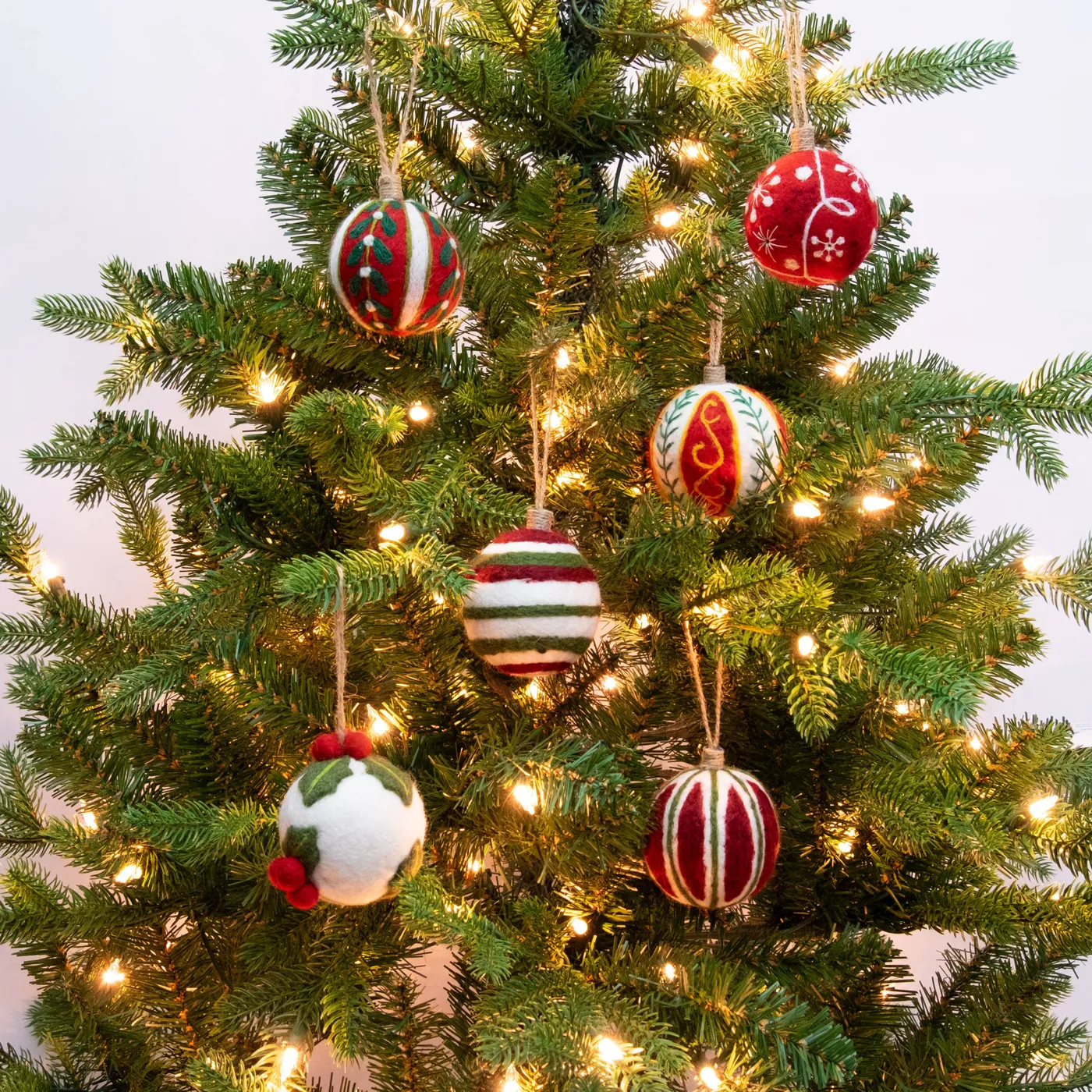 Holiday Felt Ball Hand Embroidered - Red Assorted – Abigail Rose & Lily Too