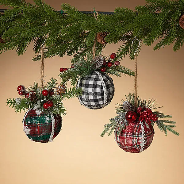 Holiday Round Plaid Ornaments - Red & Green Plaid ONLY | Monogram Market