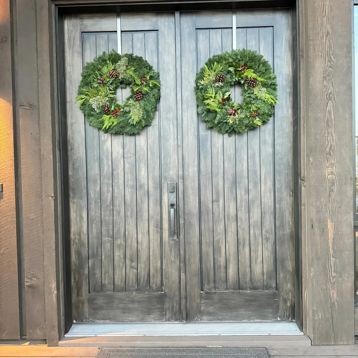 Holly Berry Handcrafted Live Christmas Wreath | Fresh Christmas Wreaths  Delivered from Oregon – Noble Fir, Cedar, Juniper & Red Berries | Holiday,  ...