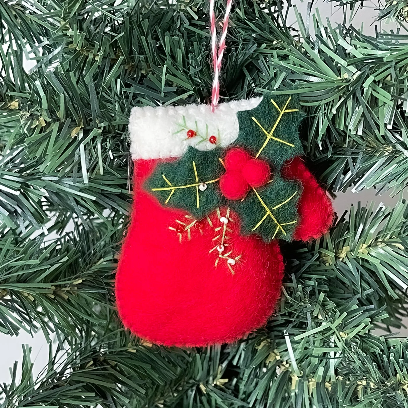 Holly Mittens Handmade Felt Ornament - Global Crafts Wholesale