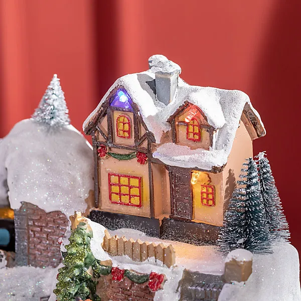 HOMCOM Animated Christmas Village Scene Musical Festival Decor with Lights