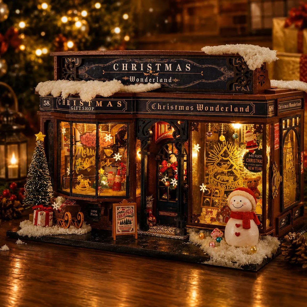 House Christmas Holiday Decorations Miniatures DIY Miniature Christmas  Wonderland House Kit With Lights Music – Fes – The