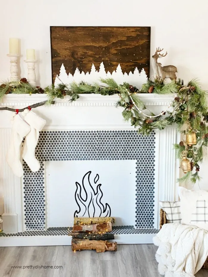 How to Make Asymmetrical Christmas Mantel Decor