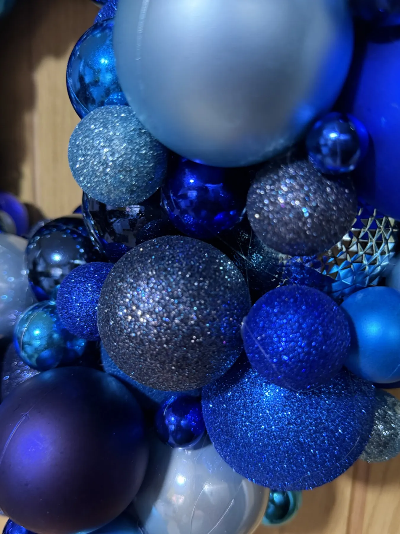 Ice/Lake/Royal/Petrol/Navy Blue Luxury Festive Handmade Christmas Bauble  Wreath | Adorned Decor