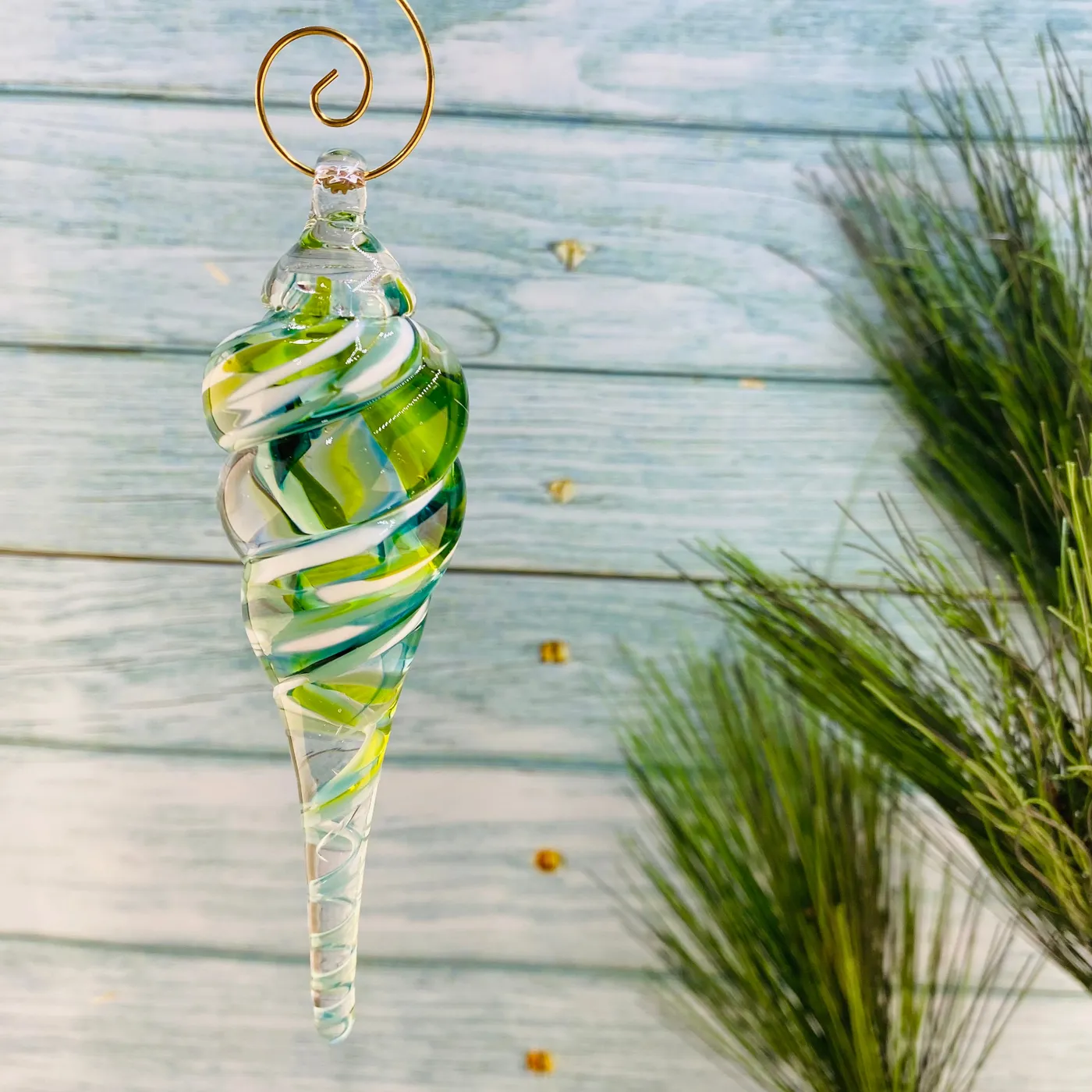 Icicle Christmas Tree Ornaments Blown Glass Icicle Ornaments Hand Blown Glass Christmas Ornament: Egyptian Icicle Finial