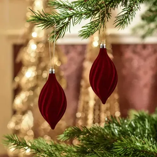 Impressive Burgundy Velvet Christmas Ornament Conical Shaped B |  MercadoLivre