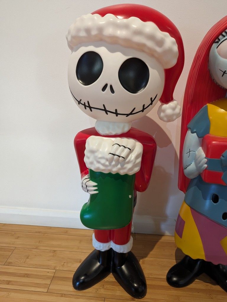Jack and Sally Gemmy Christmas Light Up Blow Mold 3ft Tall NEW