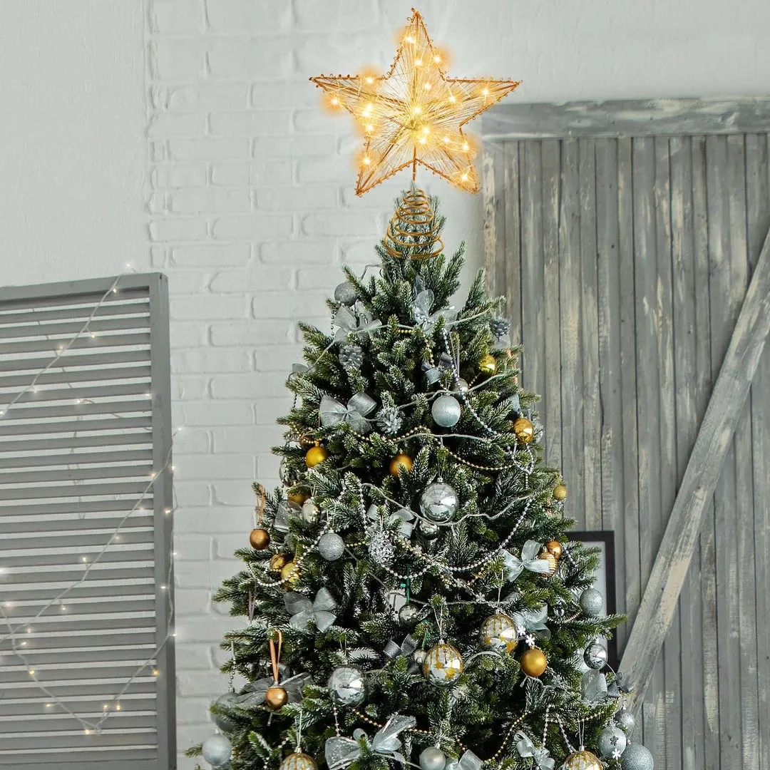 Joiedomi Christmas Tree Toppers, Gold Star Tree Topper Lighted With Warm  White LED Lights is simple modern style