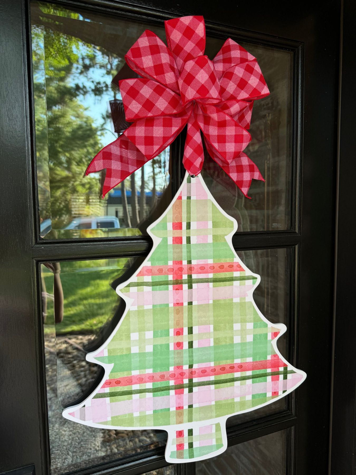 Joyce Pink Plaid Christmas Tree Door Hanger - HTH x Be Sweet Ink – Home  Themed Home