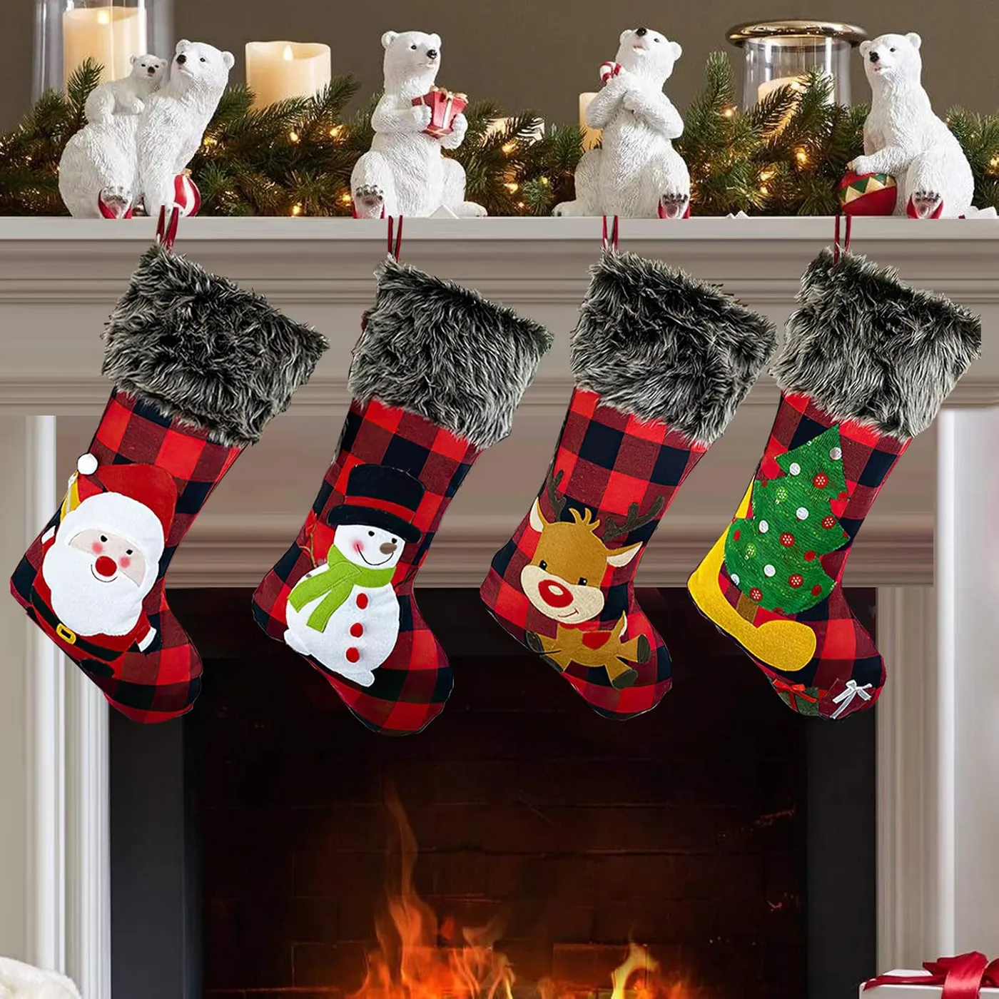 KHDZ Christmas Stockings Set of 4 Buffalo Red Plaid Honduras | Ubuy