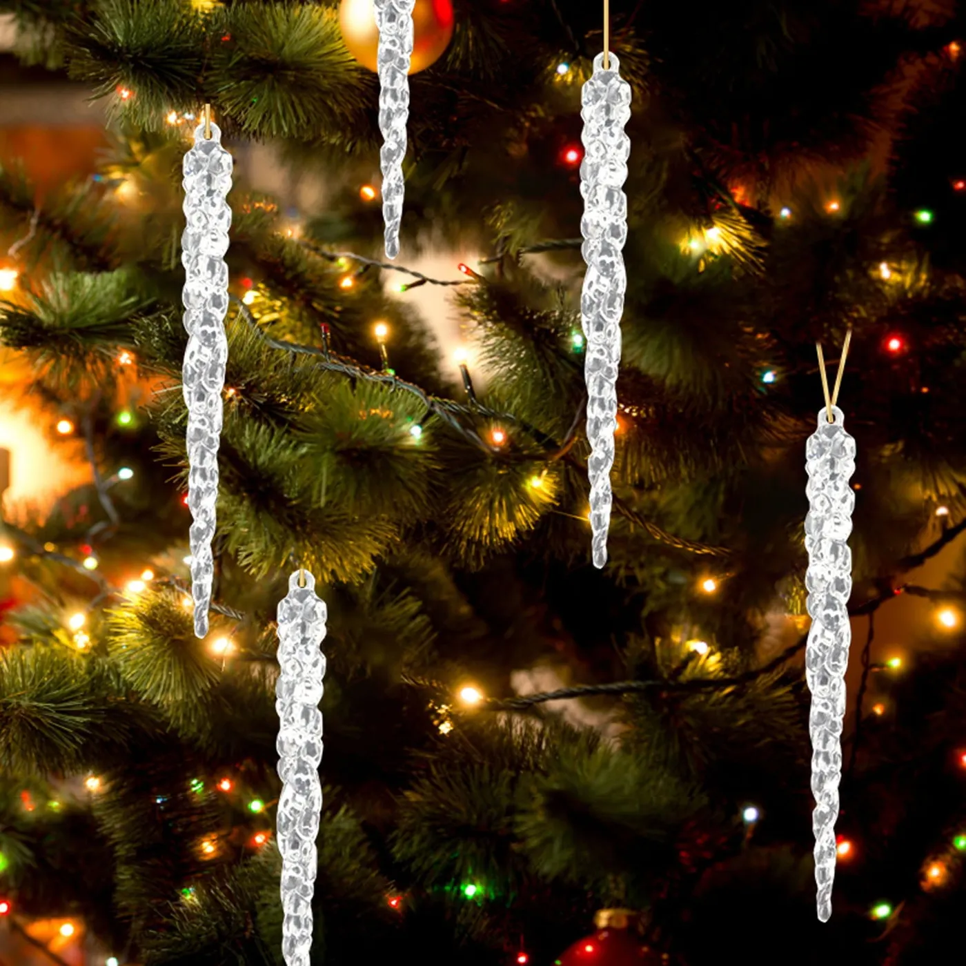 kjfeif ! Clear Glass Icicle Christmas Ornament Set Ecuador | Ubuy