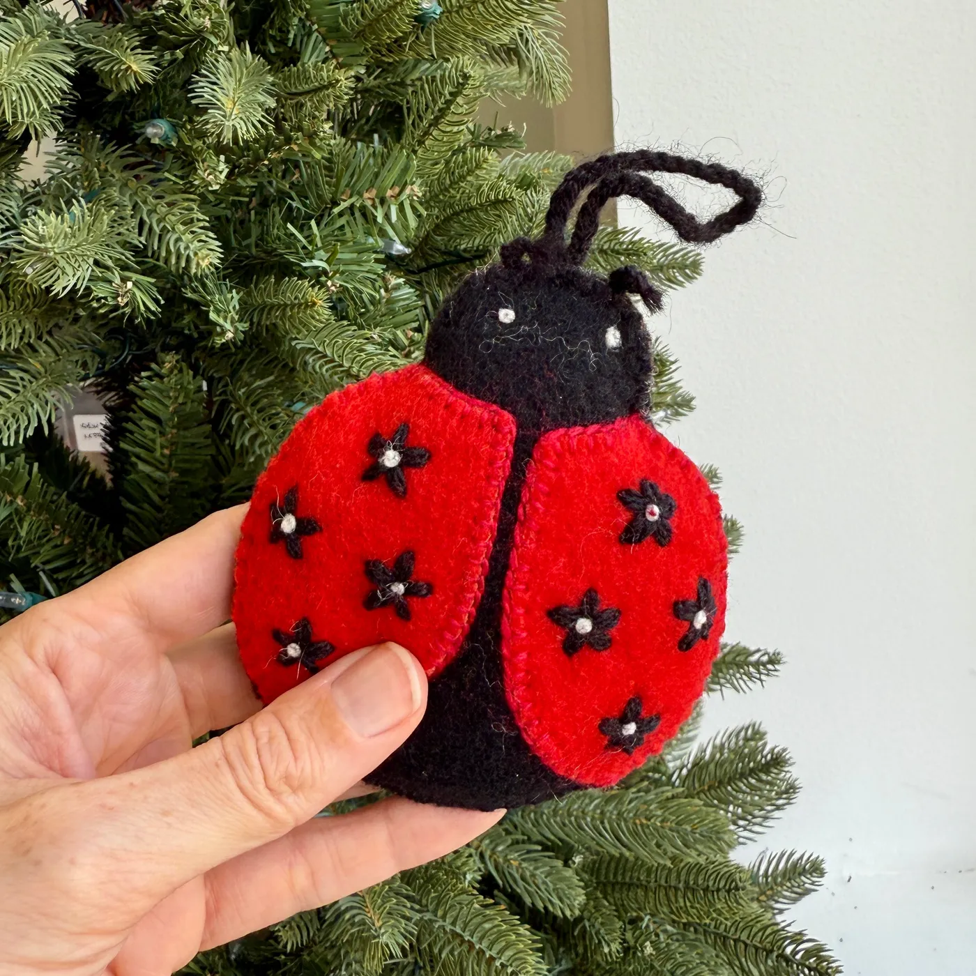 Ladybug Ornament, Embroidered Wool Christmas Decor | Ornaments 4 Orphans®