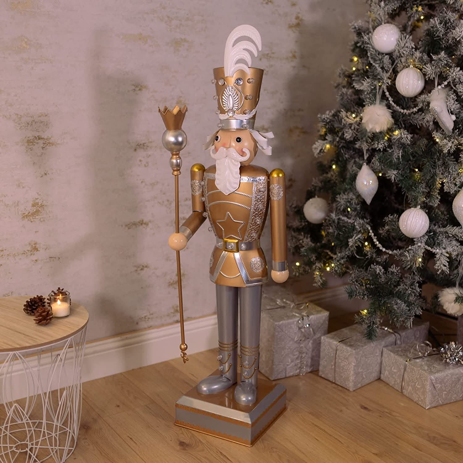 Large Nutcracker Tree Ornaments 5ft Large Traditional Xmas Nutcracker Red,  Green Gold With LEDs Garden Trends