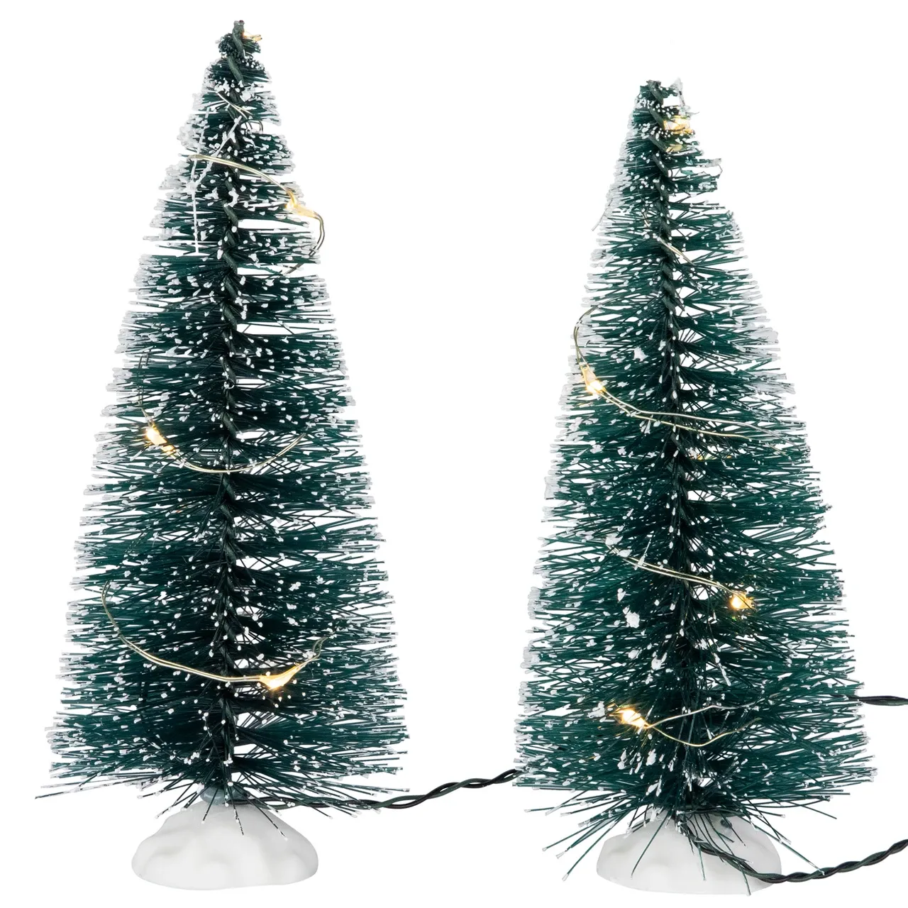 LED Lighted Frosted Mini Bottle Brush Pine Christmas Village Trees - 6' - Set of 2 | Christmas