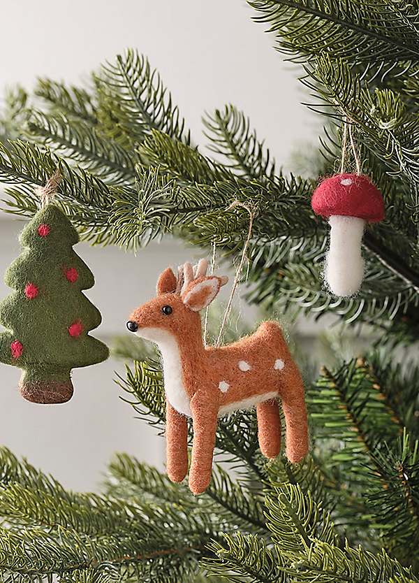 Lights4Fun Winter Woodland Felt Hanging Decorations Trio | Grattan