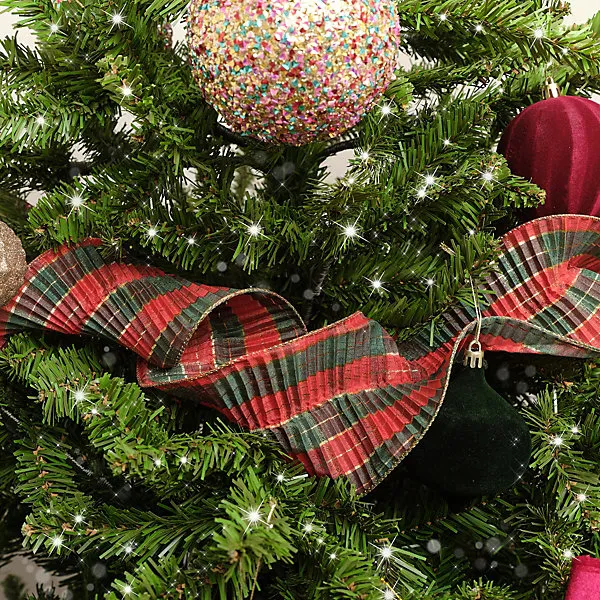 Melody Maison Red and Green Tartan Ruffle Christmas Tree Ribbon - 270cm