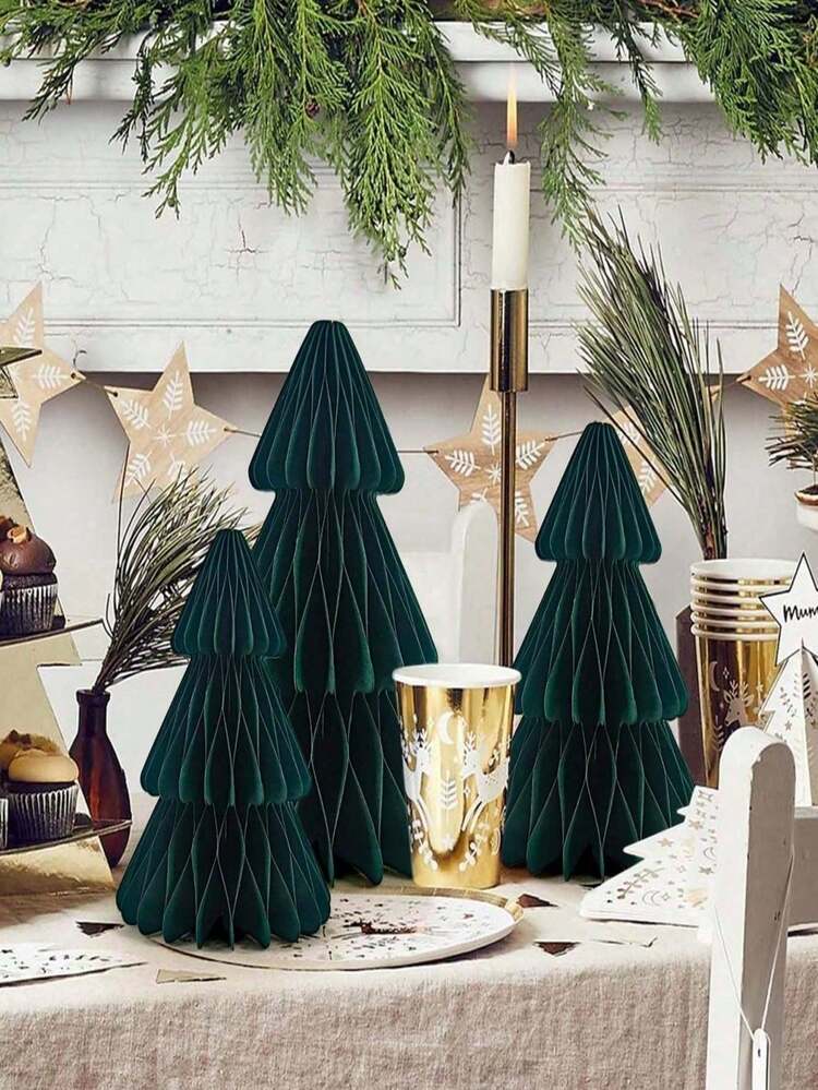 Merry Christmas 1/3pcs Set: Green Paper Honeycomb Trees - Perfect For  Holiday Table Centerpieces, Party Decorations & Gifts, Includes 12.7cm,  15.24cm, 17.78cm Sizes Christmas Decor Home,Bedroom Deco
