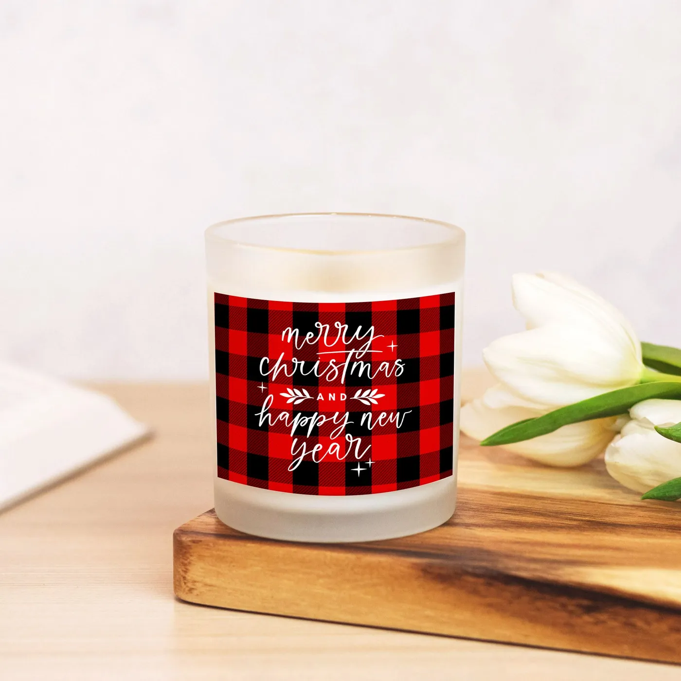 Merry Christmas and Happy New Year Candle | Red Buffalo Plaid, 11oz Ha – Luxe Palette