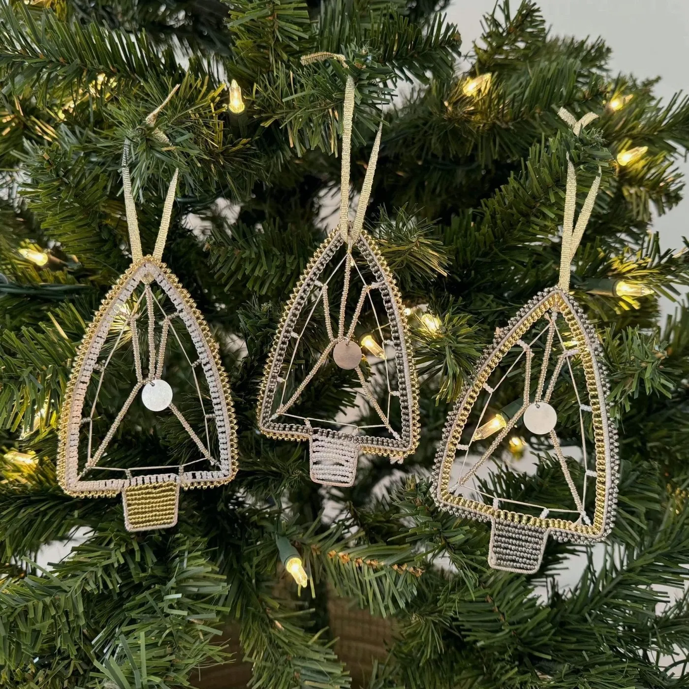 Metallic Beaded Tree Ornament