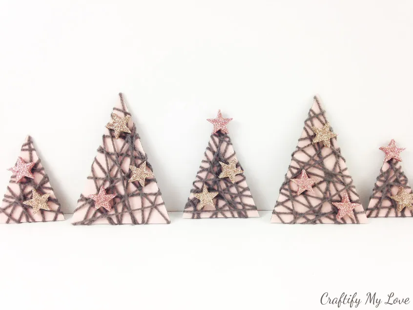 Mixed-Media Christmas Trees from an old shoe box – Recycled Crafts