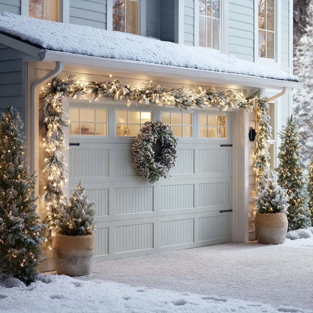 Modern Christmas Garage Door Ideas with Sculptural Style