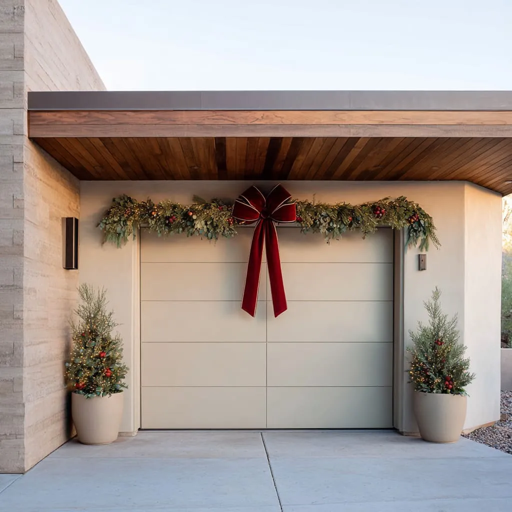 Modern Christmas Garage Door Ideas with Sculptural Style