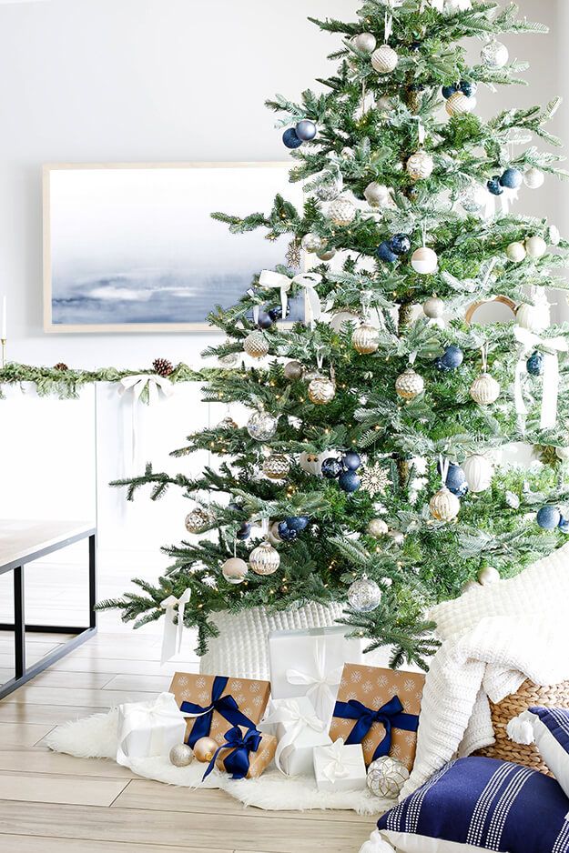 Modern, Simple Blue and Sage Christmas Home Tour