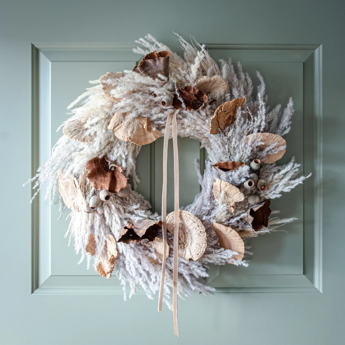 Mushroom & Pampas Wreath | Living Beautifully