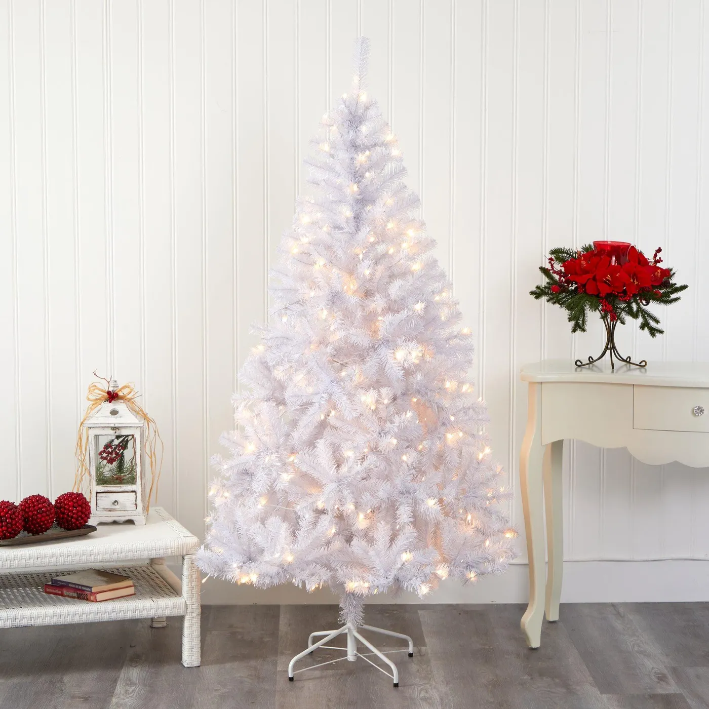 Nearly Natural 6ft. White Artificial Christmas Tree with 680 Bendable Branches and 250 Clear LED Lights