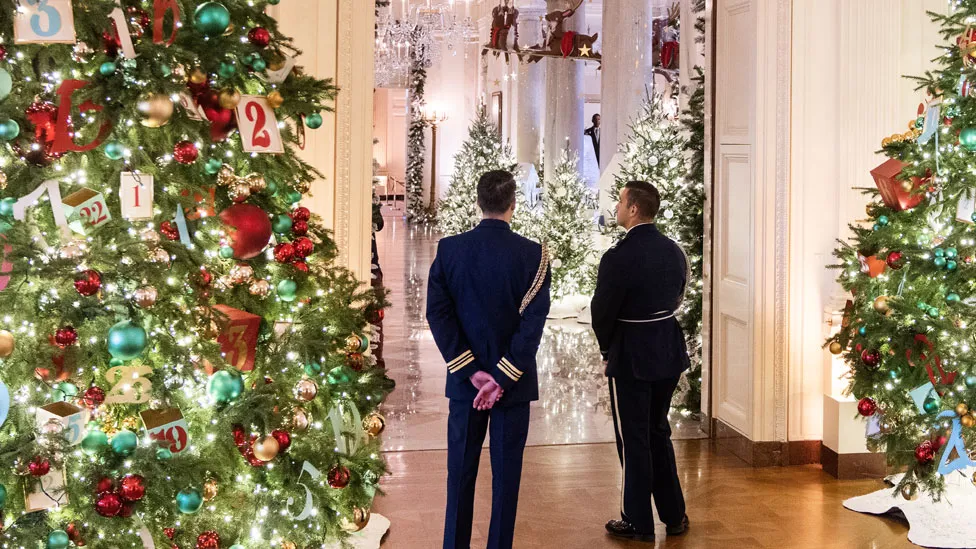 Ninety-eight Christmas trees and a gingerbread White House