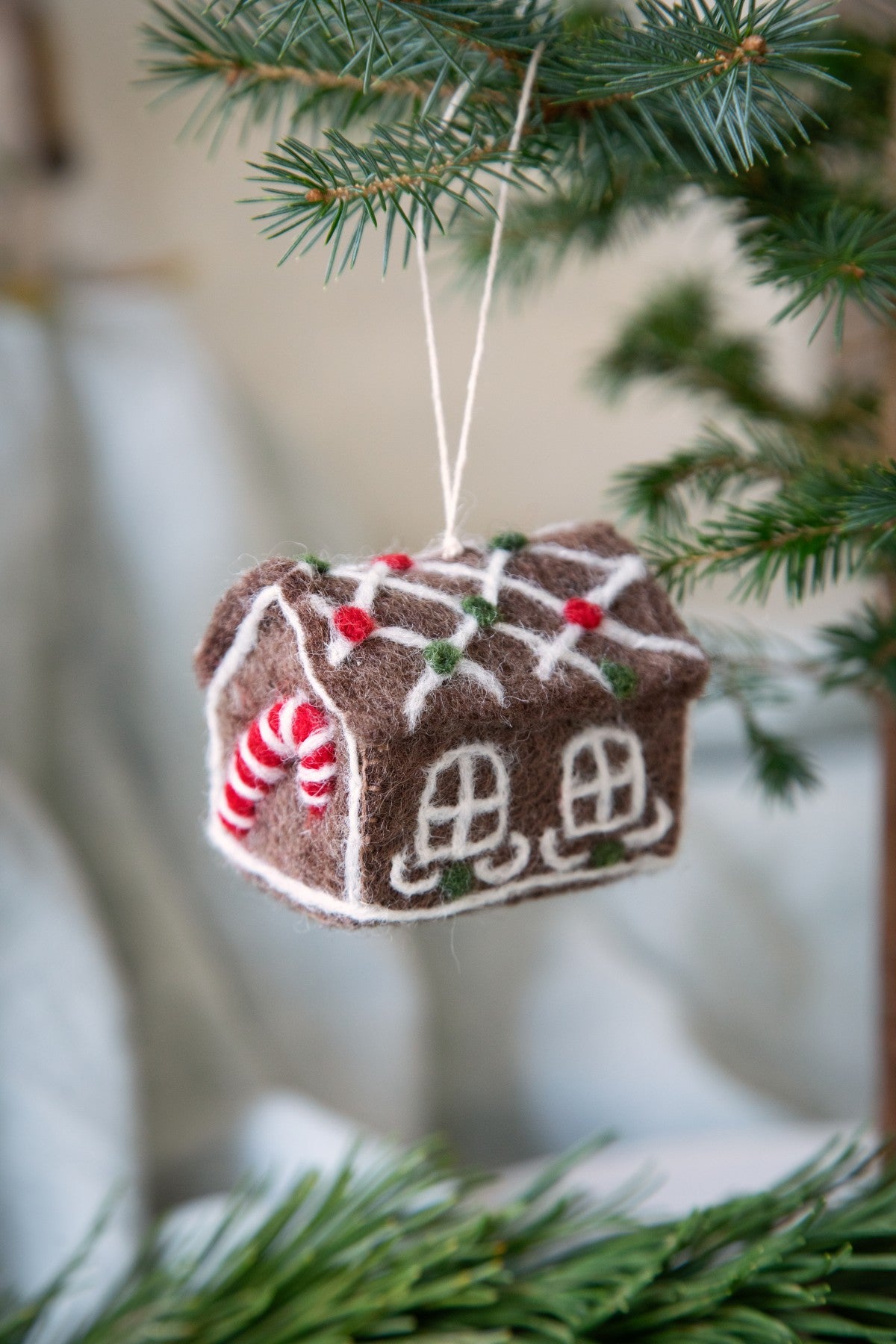 Ornament - Big Gingerbread House with Candy Cane – Maison Blue