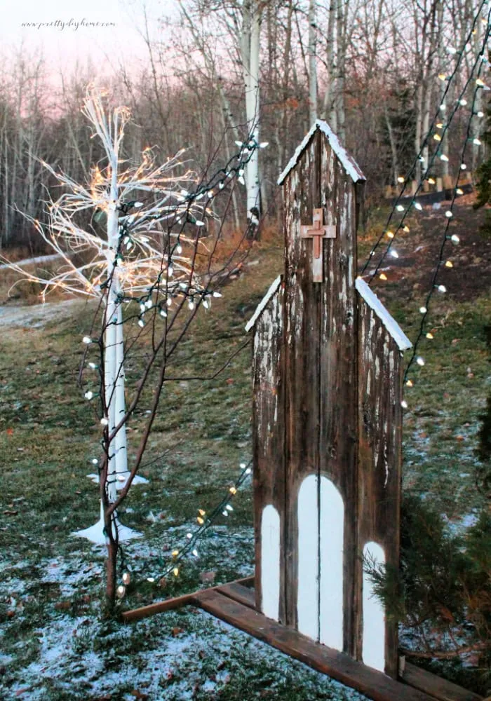 Outdoor Christmas Decorations Wood DIY Rustic Wood Church Outdoor Christmas  Decoration
