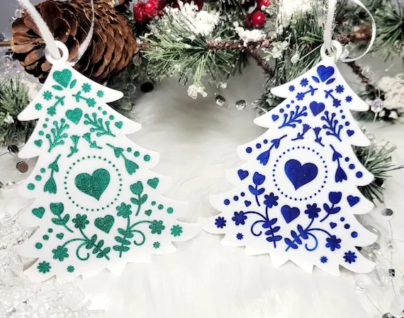 Painted Christmas Tree Shaped Ornaments Hand-painted Nordic Christmas Tree  Ornament, Scandinavian Christmas Tree Ornament, Folk