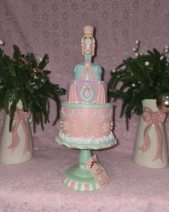 Pastel Nutcracker Layered Christmas Cake 16in tall