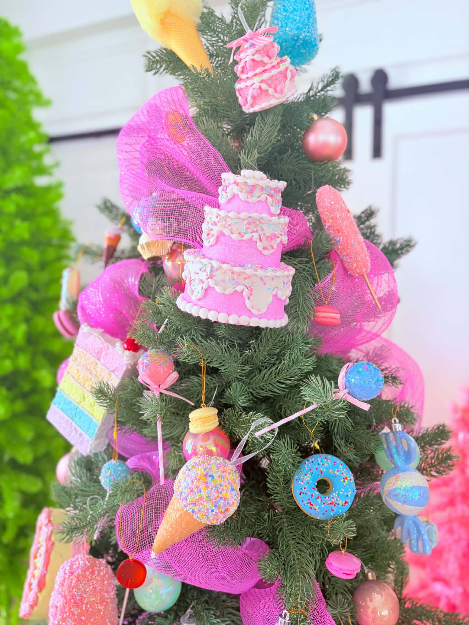 Pink Christmas Decorations Pastel Candy Ornaments 3x Pastel Pink Glitter  Peppermint Candy Cane Christmas Tree Ornaments