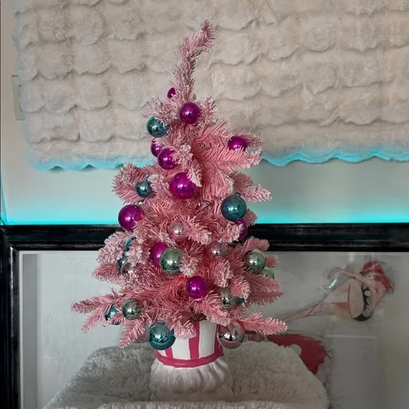 Pink Holiday Tree with Ornaments