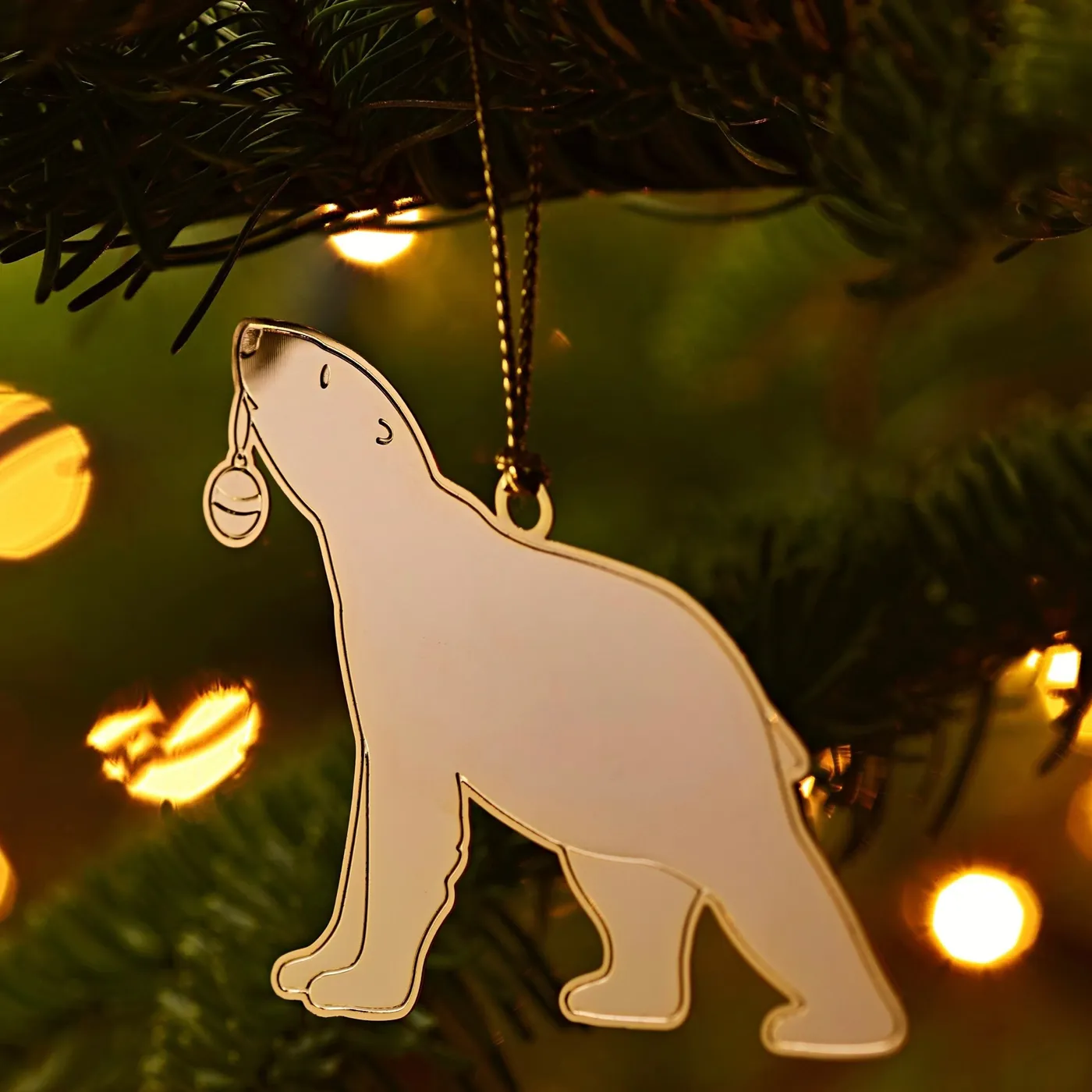 Polar Bear Christmas Ornament | 24-Carat Gold Plated
