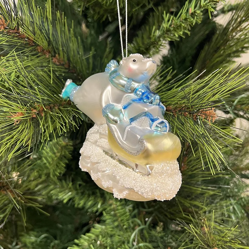 Polar Bear Sleigh Christmas Ornament | Platt Hill Nursery