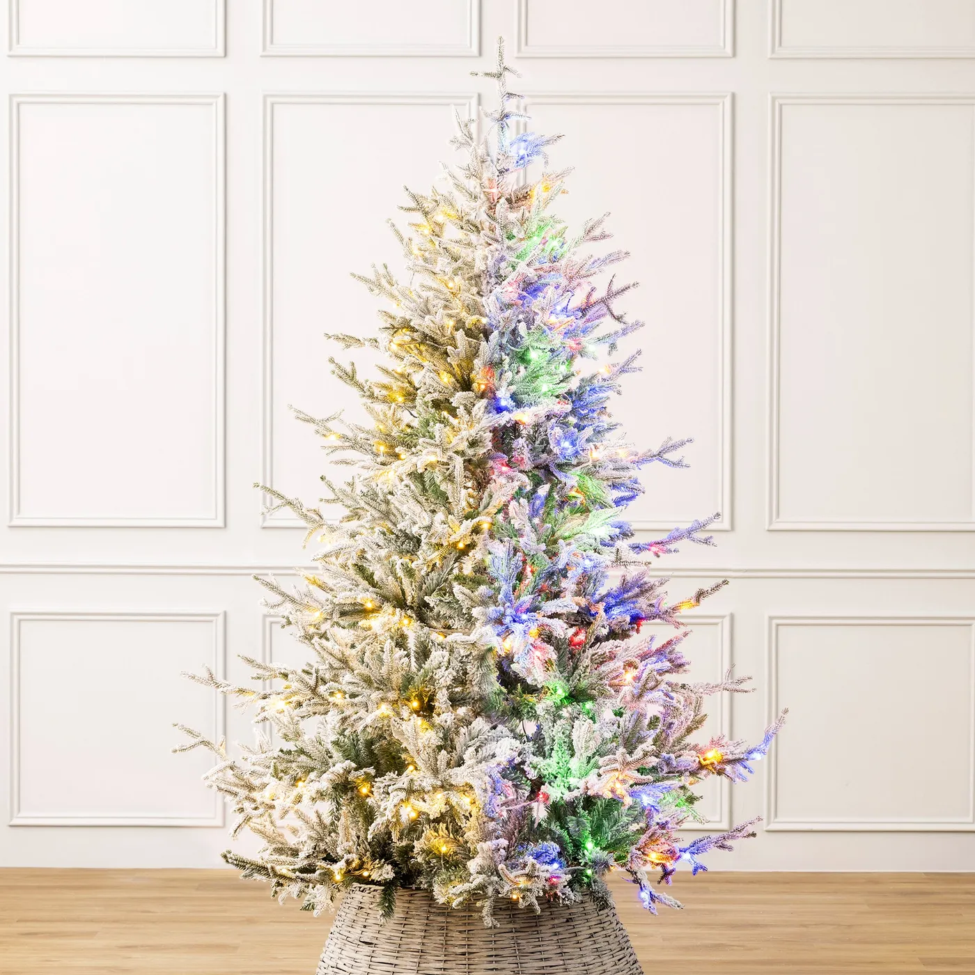 Pre Lit Flocked Christmas Tree Yaheetech Pre-lit Pencil Artificial Christmas  Tree Holiday Decoration —