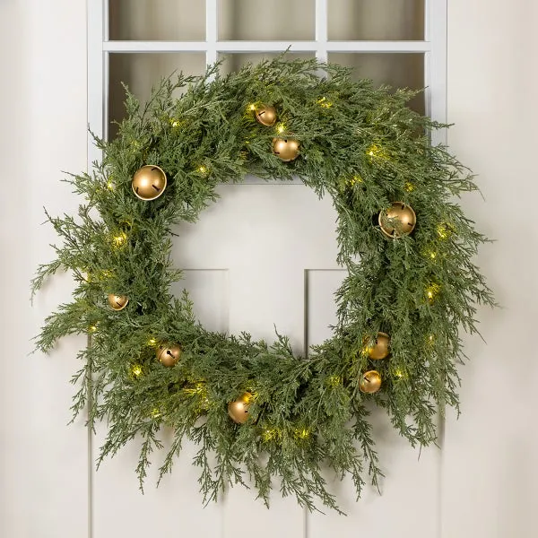 Pre-Lit Juniper Bells Christmas Wreath | The Container Store