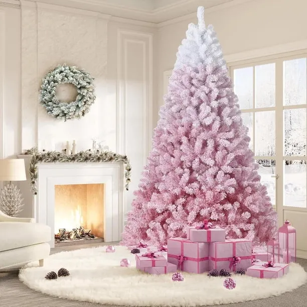 QinaQin 6-Ft Pink Snow-Flocked Artificial Full Christmas Tree with 288  Branch Tips and Foldable Metal Stand Xmas Decor for Home Office Party or  Holiday - Walmart.ca