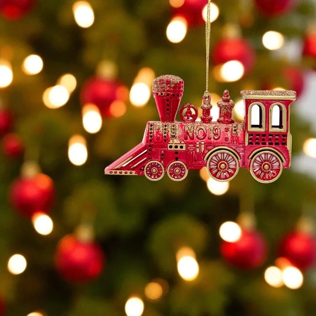 Red And Gold No. 9 Train Ornament