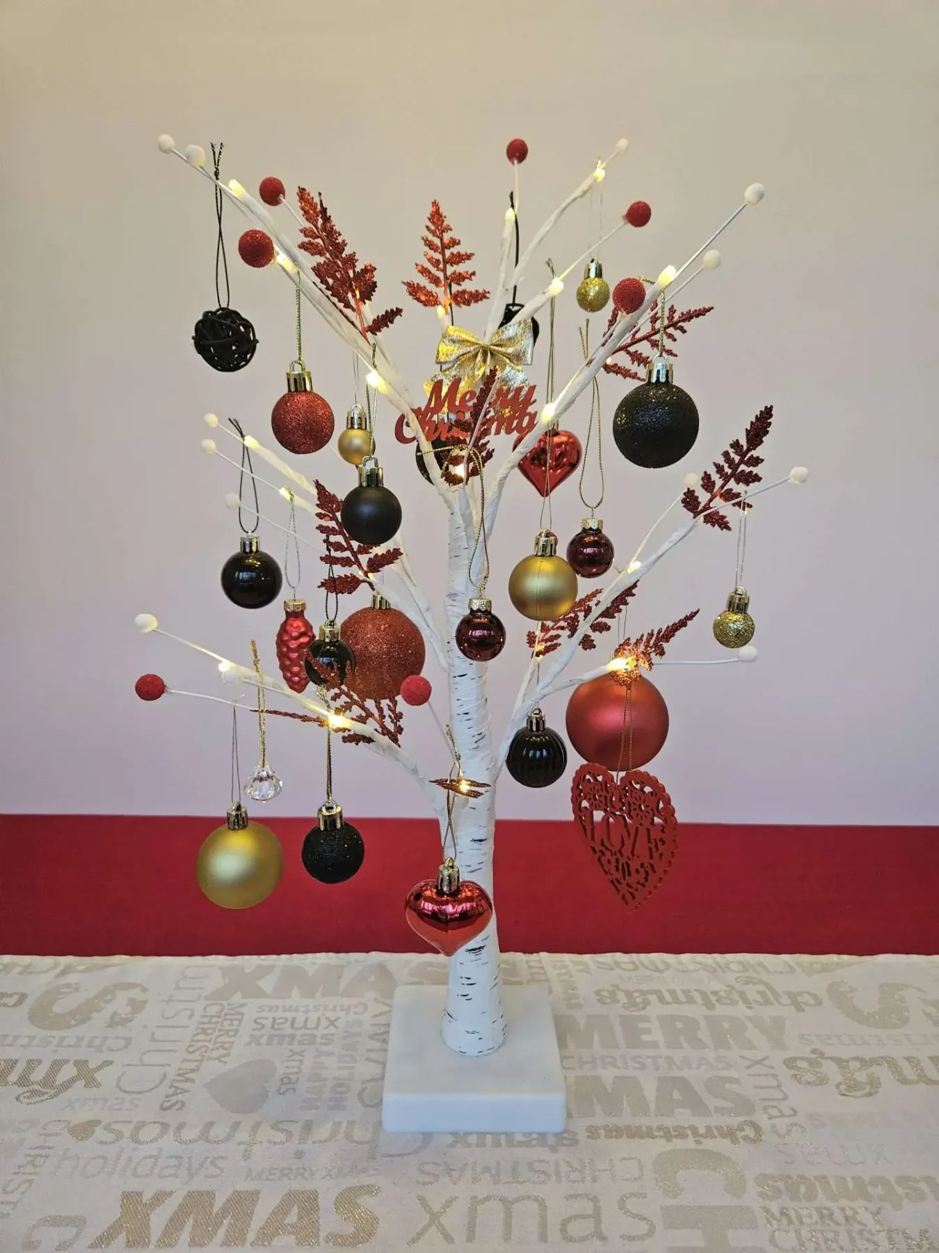 Red Black Gold Christmas Tabletop Tree with Lights | Modern Holiday  Centrepiece - VeVo Seasonal Shop