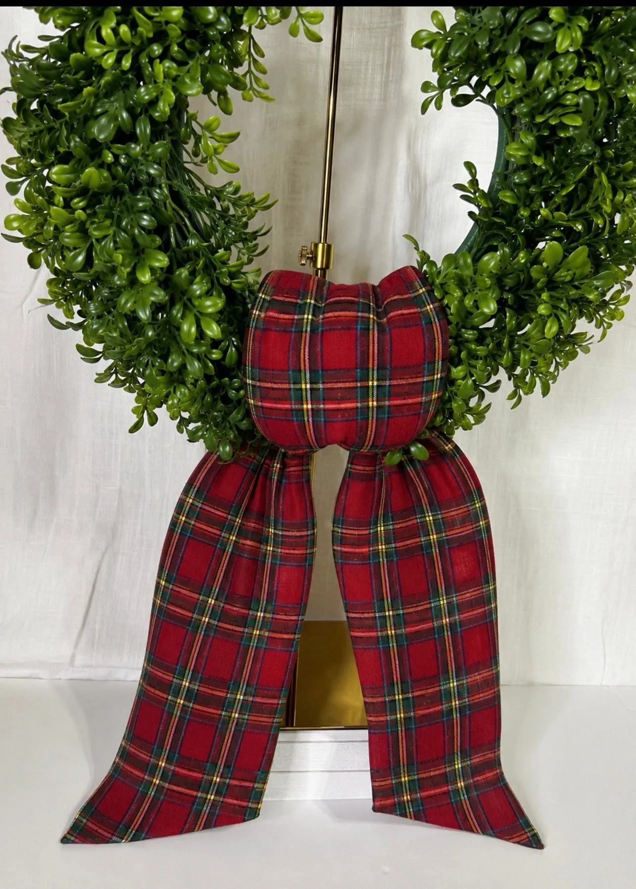Red Christmas Tartan Cotton Wreath Sash