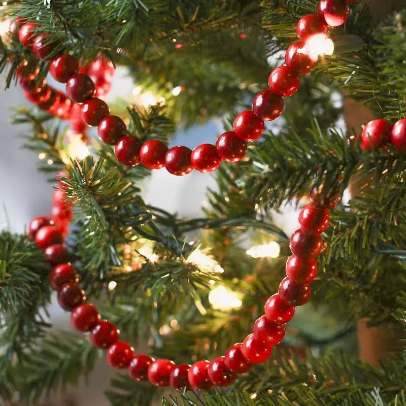 Red Gold Bead Garland Red Wood Bead Cranberry Garland World Market